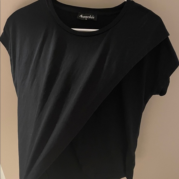 Accouchée Crossover Short Sleeve Cotton Maternity/Nursing Top - Picture 3 of 8